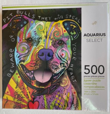 NEW~ Aquarius / Dean Russo Jigsaw Puzzle~ Cute Pit Bull~ 500 Pcs~ Sealed Box