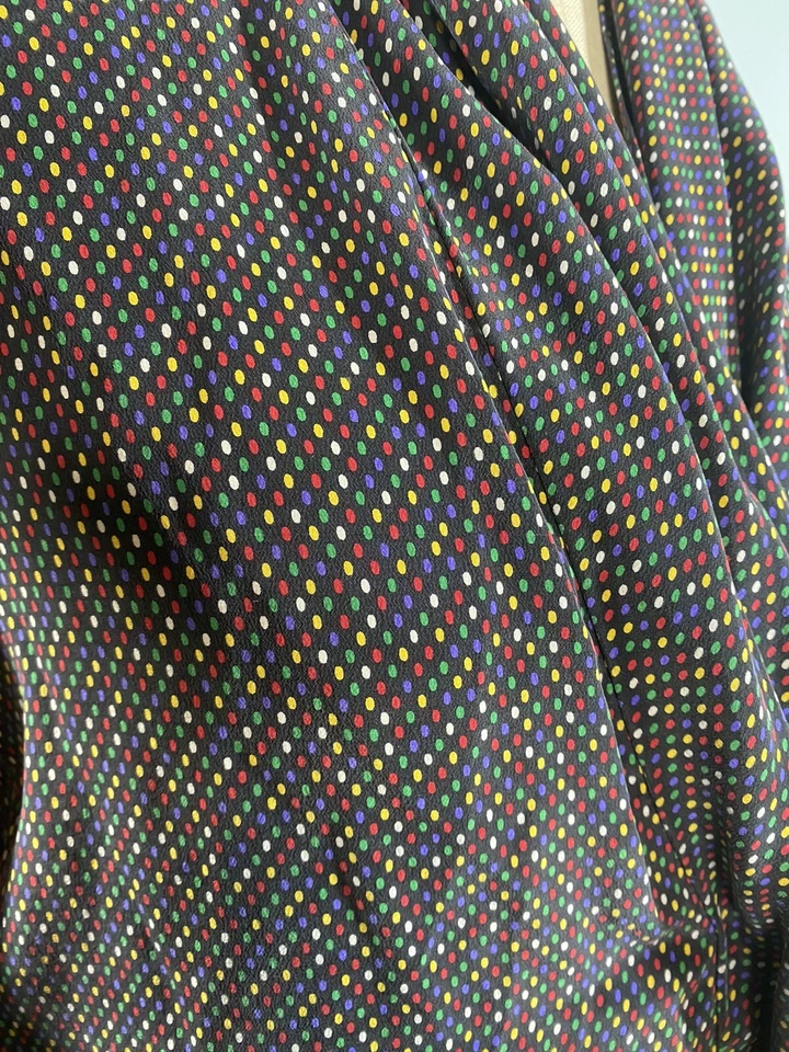 Vintage Top SIZE LARGE 10 SILK rainbow polka dot classic LIZ CLAIBORNE 80s 90s - Image 3 of 4