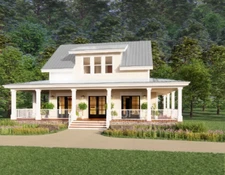 Cottage Farmhouse Plan 3 bed 3.5 bath (51'x48') Custom House Plans and Blueprint