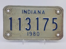 Indiana 1980 State Issued Motorcycle License Plate 113175 Expired Decoration