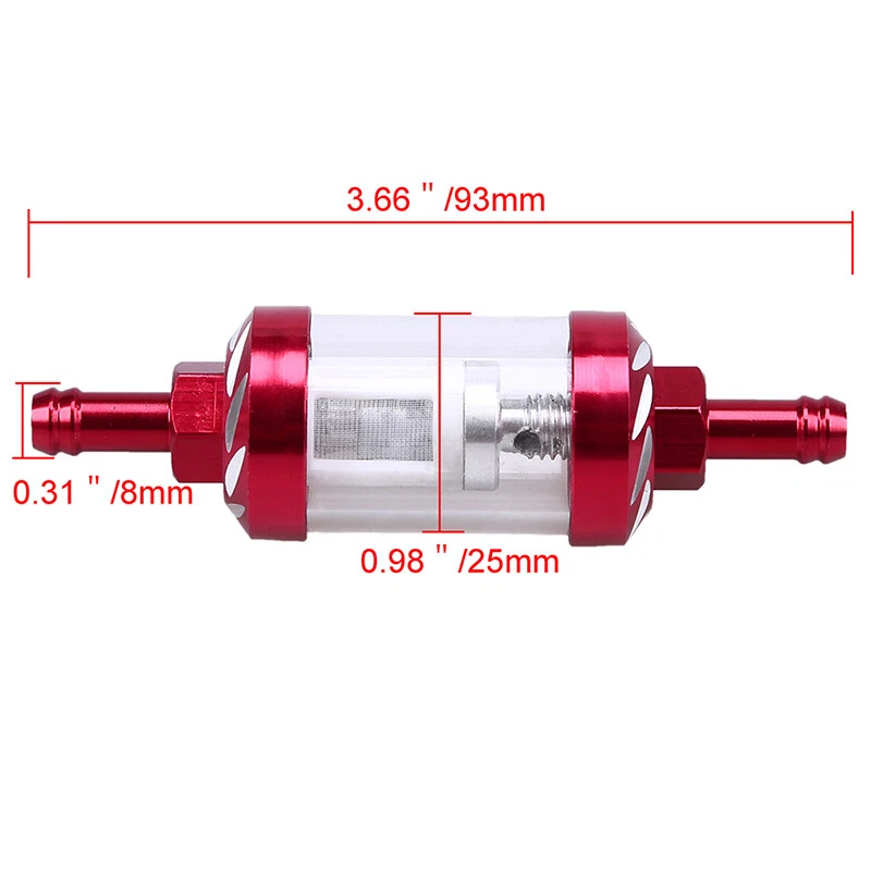 1x Filtro de combustible de gas en línea reutilizable para motocicleta 5/16" 8 mm ajuste universal para Yamaha Foto 2 de 4