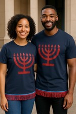 Hebrew Israelite Menorah T-Shirt with Fringe  3XL 