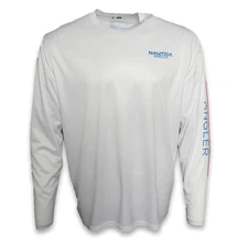 Nautica Angler White Poly Men's Performance Long Sleeve Shirt UPF 50+ Size 3XL