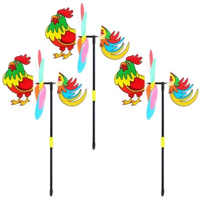 3pcs Gartenwindmühle 3D Hahn Wind Pin -Wheels für Garten- und Gartenradwind