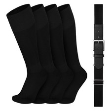 Youth Baseball Belt and Socks Combo, Elastic Black Softball Belts and Socks f...