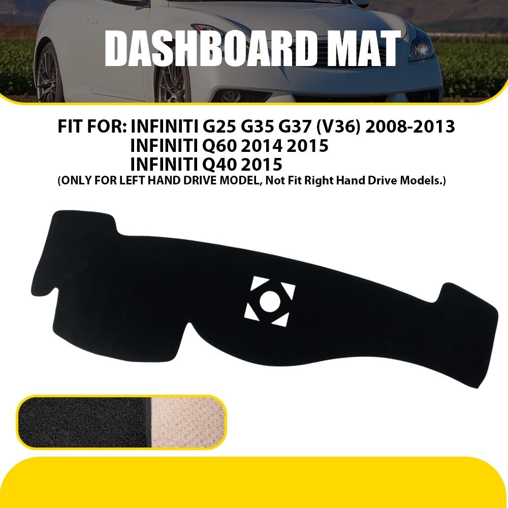 Black Dashboard Cover Dash Mat Sunshade For Infiniti G25 G35 G37 Q40 Q60 2008-2015