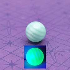 Tiny Uranium Glass Ball 10mm Undrilled Mint Green Striped Marble