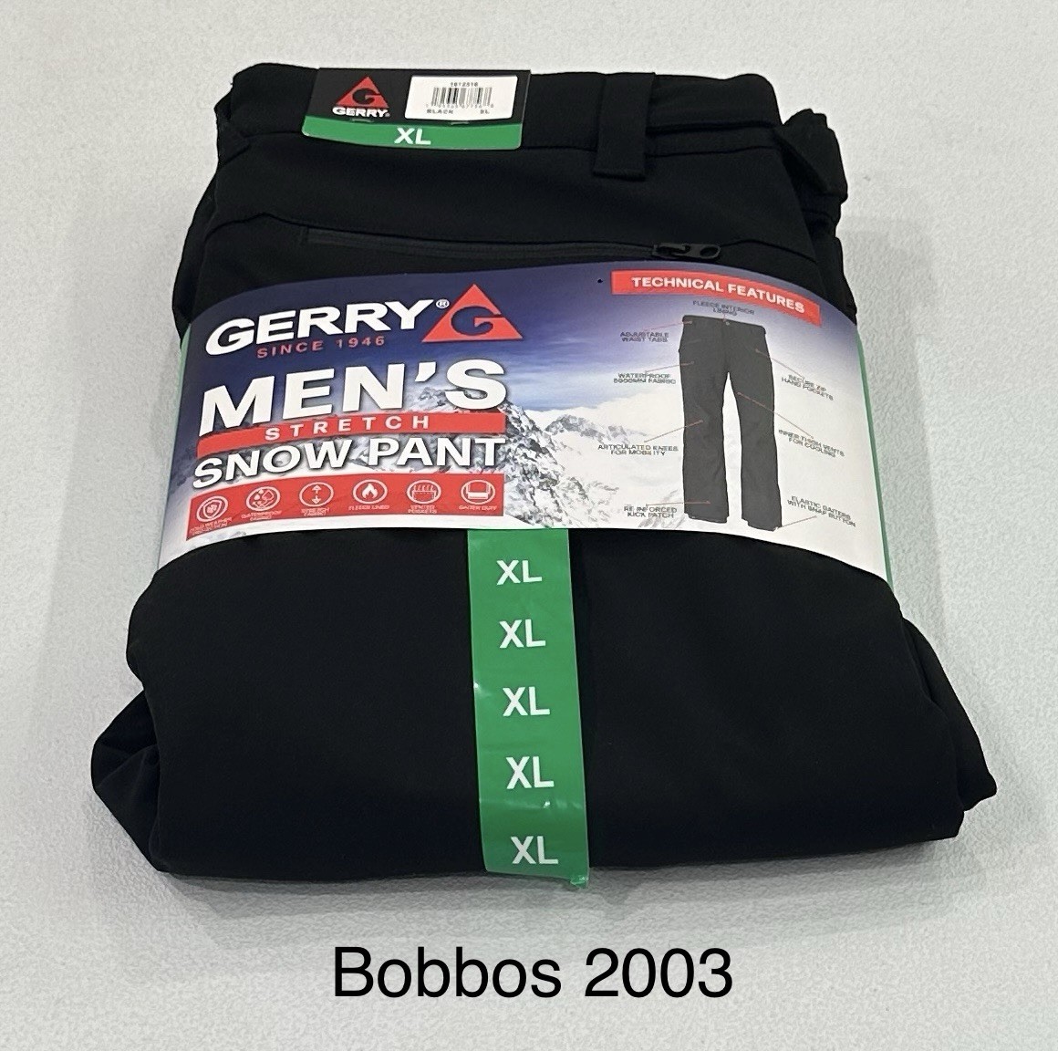 Gerry Men’s Stretch Snow Pants, Black, Size XL