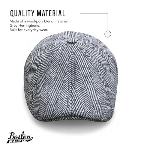 Peaky Blinders Newsboy Cap - 8 Panel Flat Hat for Men - Grey Herringbone Style image 3