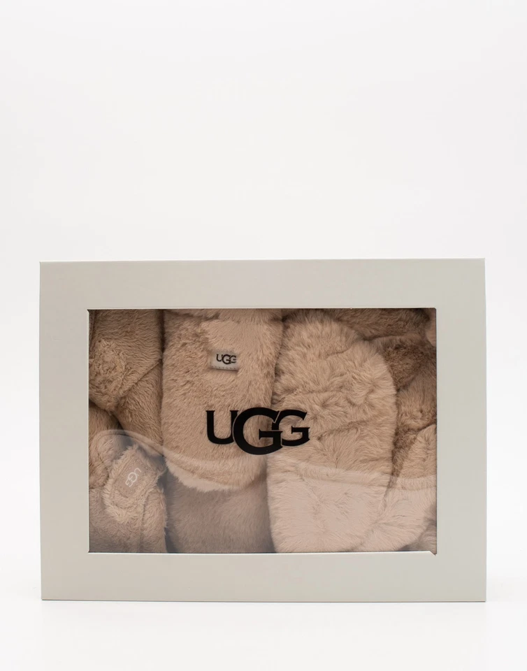 PVP €160 UGG Bebé Piel Sintética Bixbee Botines Mitones Tapper Sombrero Conjunto Talla 6-12M Logo Foto 2 de 4