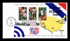 DR JIM STAMPS US COVER WORLD CUP SOCCER SOUVENIR SHEET FDC FLEETWOOD