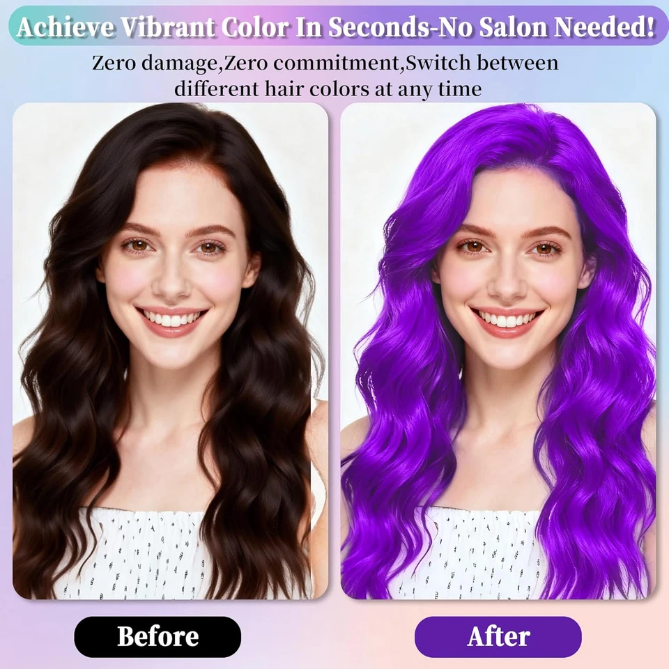 Spray para Cabello Púrpura, Spray para Cabello Temporal para Mujeres Niños Hombres, Lavable Temporal H Foto 2 de 4