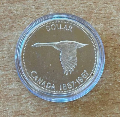 Kanada 1 Dollar 1967 Konföderation Fluggans vz. Silber Gedenkmünze Zertifikat - Bild 1 von 4