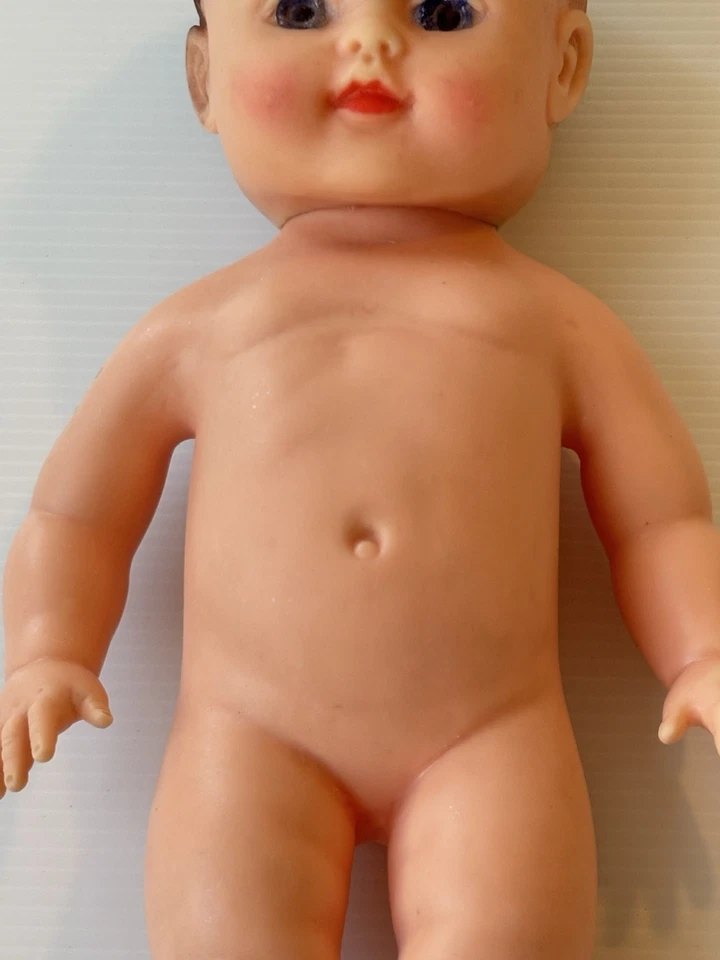 Vintage 1950/60’s Soft Rubber Cute Little Boy Doll With Overalls England 23cm - Image 4 of 4
