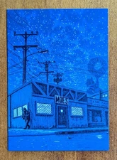 Simpsons Moe's Tavern Night by Tim Doyle Handbill Art Print Postcard Mini Poster