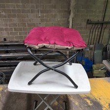 Red Folding Padded Footstool Fabric Foot Rest Compact Living Room Stool Used
