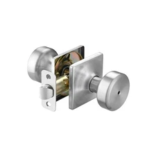 Brushed Nickel Door Knobs with Square Rosette,Pismo Door Knob with Lock,Priva...