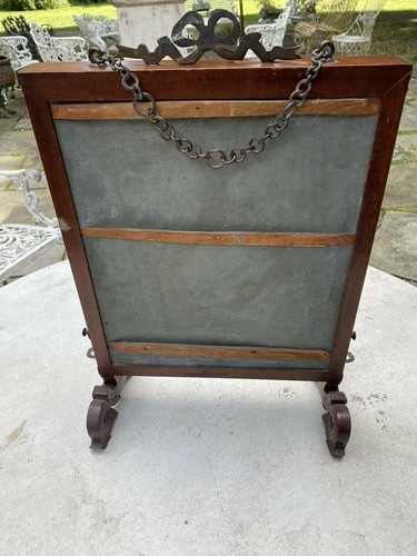 Antique Oriental Influenced Mahogany Vanity Dresser Mirror Figural Dragon Feet - Picture 9 of 11