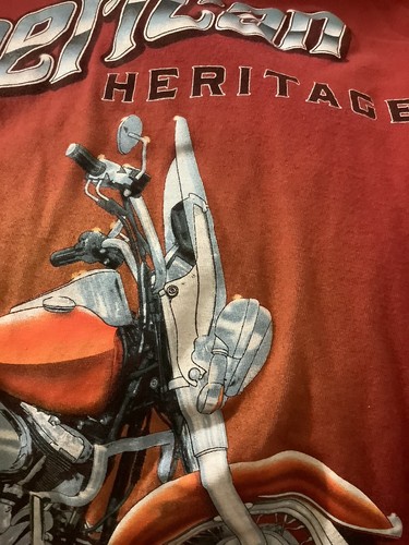 American Heritage Born To Ride 3D Red Large T Shirt Motorcycle Sz XL/XG 46-48 - Picture 2 of 6
