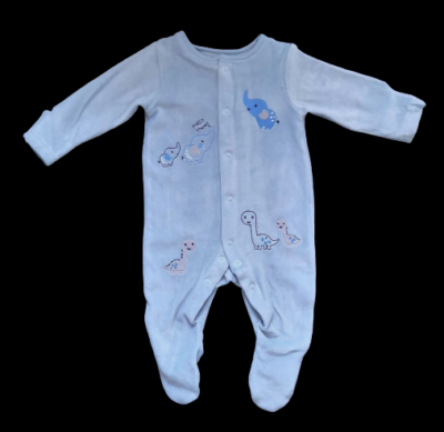 baby boy velour sleepsuit