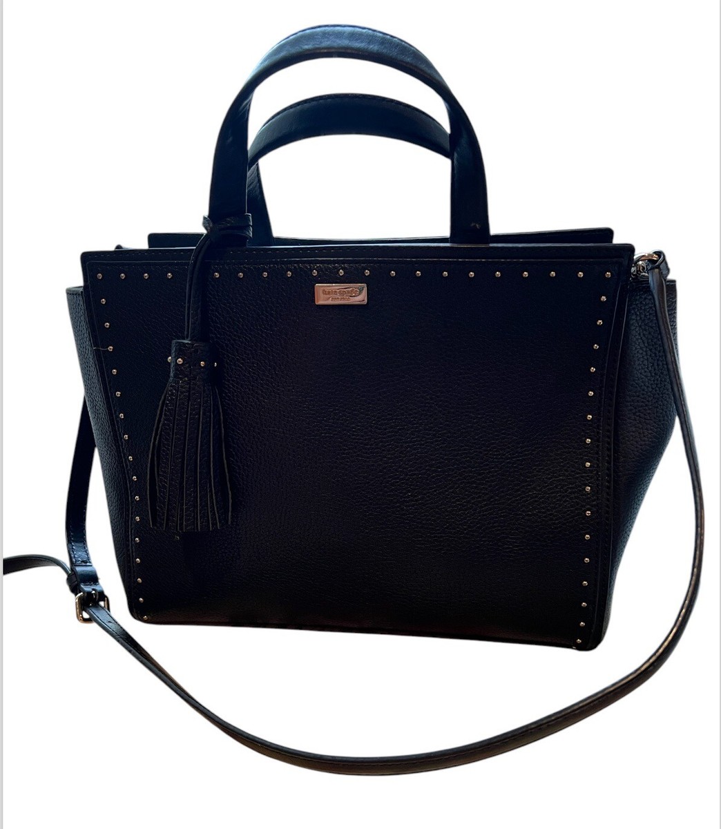 SALE【Kate Spade】Abby West Street☆スタッズタッセル付☆2WAY Kate Spade New York West Street Abby Studded Black Pebbled