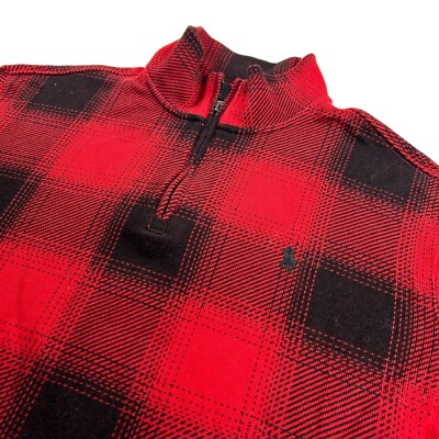 Polo Ralph Lauren Men's Estate Rib 1/4 Zip Pullover Lumberjack Plaid   Medium