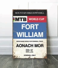 Vintage Style MTB Mountain Bike World Cup Fort William Cycling Sign
