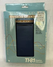 Texas Instruments TI-81 Blue Graphing Calculator 1990 Original Box &Manual WORKS