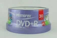 Memorex DVD+R 30 Pack Blank Discs Up to 16X 4.7GB 120min Spindle Base Brand New 