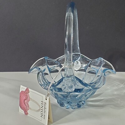 Fenton Blue Glass Basket | eBay