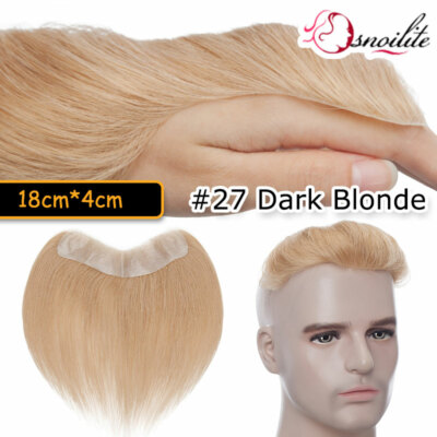 Herren Echthaar Toupet PU Haarteil Männer Haaransatz Toupee Forehead Männer 15CM