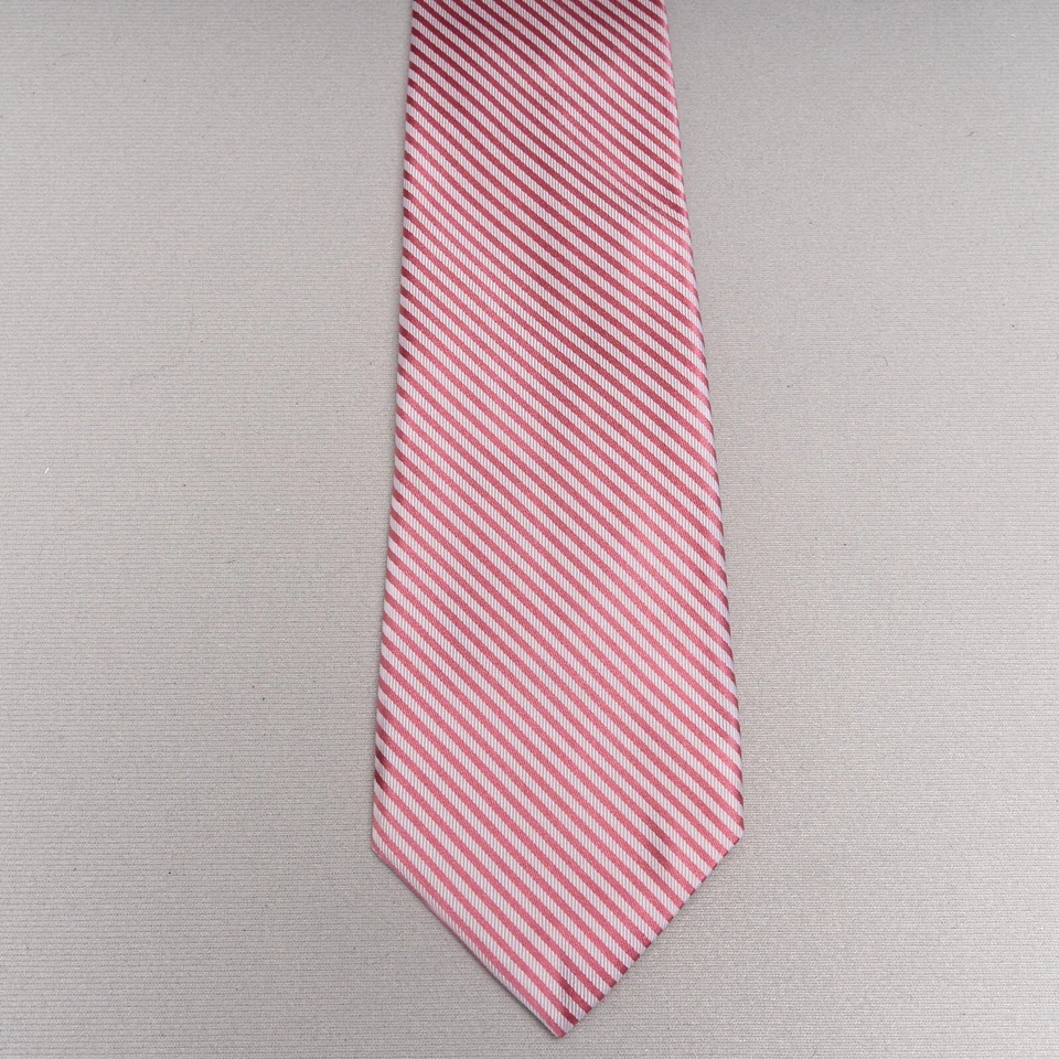 Corbata de seda con cuello verde rosa blanco a rayas hecha a mano EE. UU. Foto 2 de 4