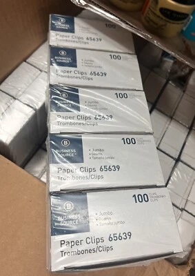 Pack of 1000 (10 Boxes With 100 N Each)Business Source 65639 Jumbo Paper Clips