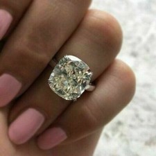 Cushion Cut 5.50Ct Diamond White Gold Finish Simulated Engagement Ring Size 9.5