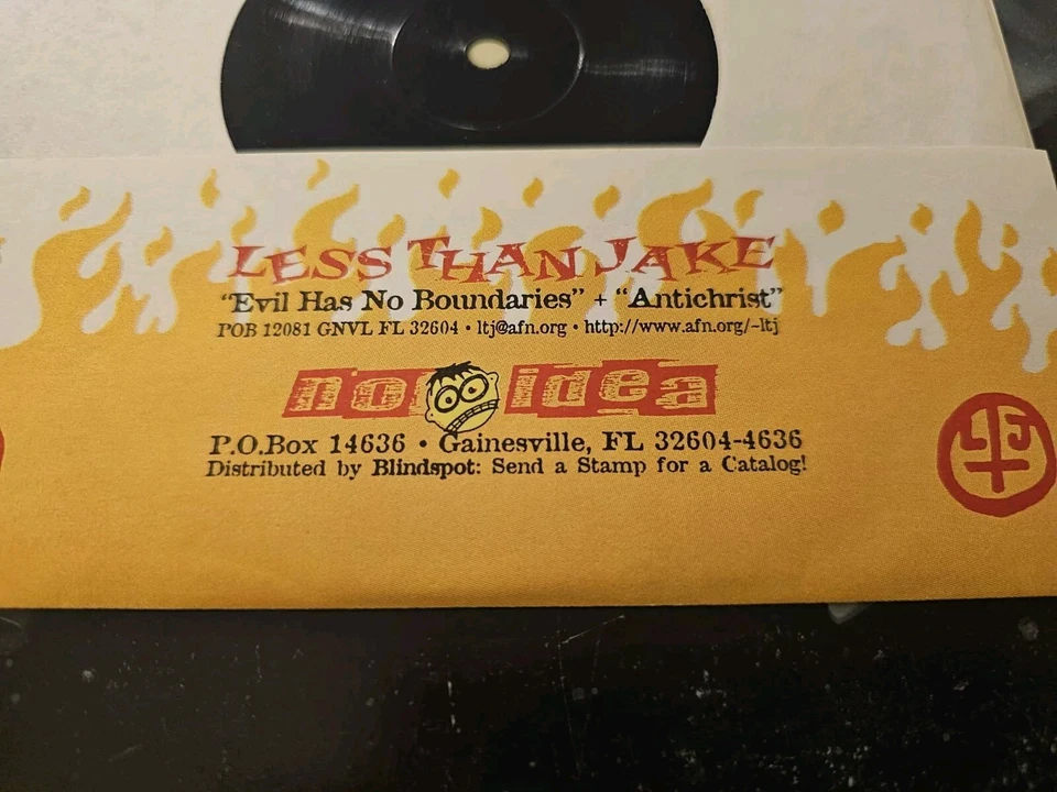 LESS THAN JAKE- Slayer Black Vinyl Special Cut 45 No Idea Records 1996 - Image 3 of 4