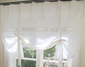 Emilia Weiss Raff Gardine Bestickt 80x120 Cm Shabby Chic Landhaus Vintage Scheibe Ebay