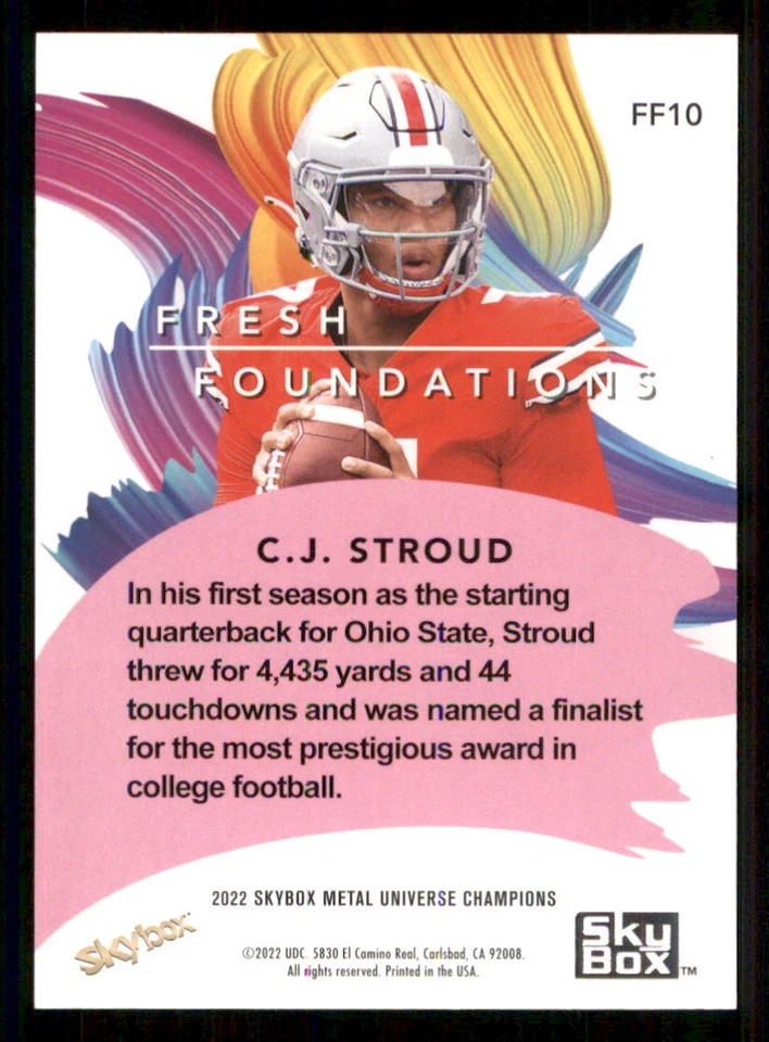 2022 Skybox Metal Universe Champions Fresh Foundation #FF10 C.J. Stroud - Image 2 of 2