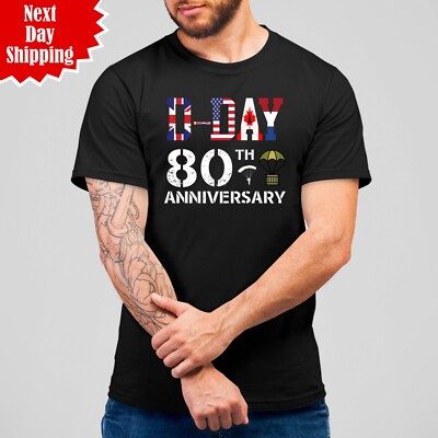 D-Day T-Shirt Union Jack bedruckt Normandie Landungen 80. Jahrestag Geschenk Männer Top