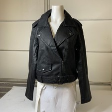 Saltwater Luxe Isola Faux-leather Jacket Women's Size Medium Black
