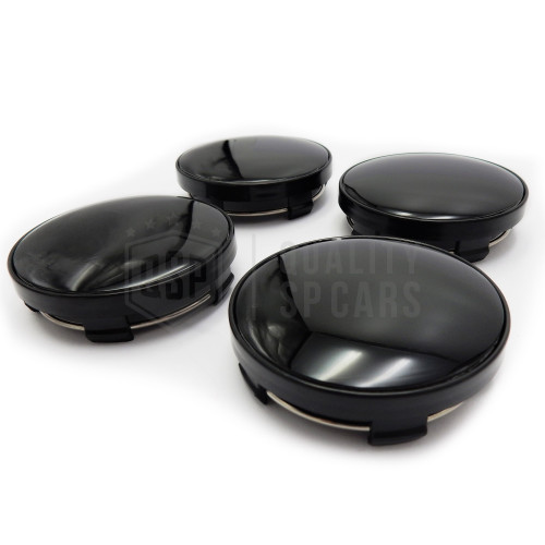 4 TAPPI COPRIMOZZO 68MM Nero Lucido PER Cerchi in Lega in ABS Copricerchi Tuning foto 2