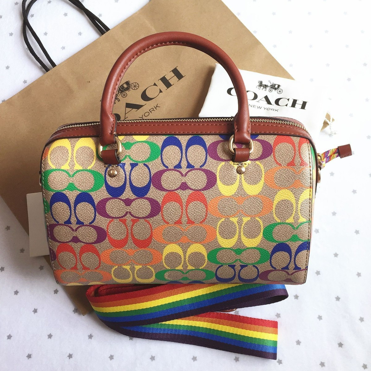 【COACH】Rowan Satchel トートバッグ フルーツ柄 2WAY Coach Rowan Satchel With Spaced Floral Field Print | Brixton