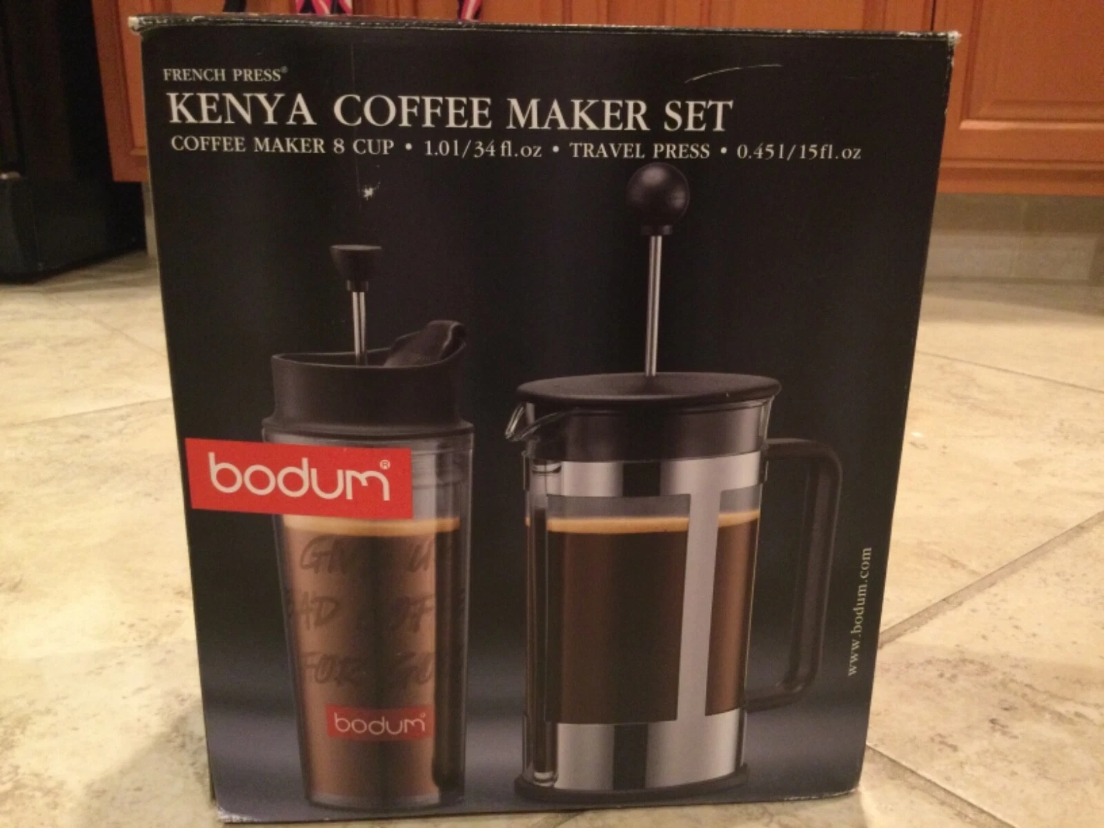 Bodum French Press Kenya Set Coffee Maker Travel Press Mug K1978-01US 8 Cup New