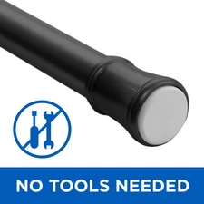 Mainstays Black Adjustable Tension Window Curtain Rod, 1" Diameter, 48" - 84"