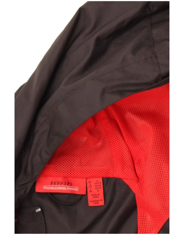 Chaqueta de lluvia con capucha para hombre FERRARI UK 42 XL negra poliéster DF07 Foto 3 de 3