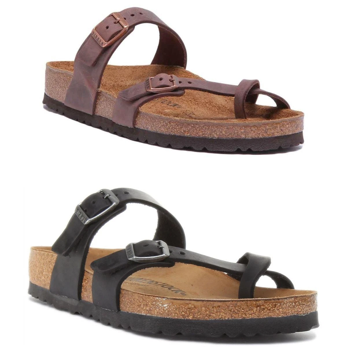Birkenstock Mayari Mayari Oiled Leather Strapy In Dark Brown Size UK 2- 9