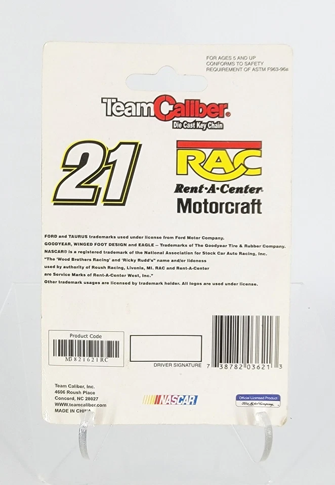 NASCAR 1:87 Scale 21 Wood Brothers Multicolor Die Cast Keychain New - Image 4 of 4