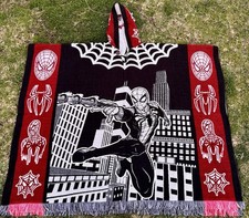 Spider Man Adult Alpaca Poncho,Unisex One Size. Made In Ecuador