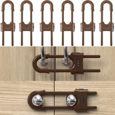 6 Pack Child Proof U-Shaped Code Sliding Cabinet Door Locks Adjustable Baby S...