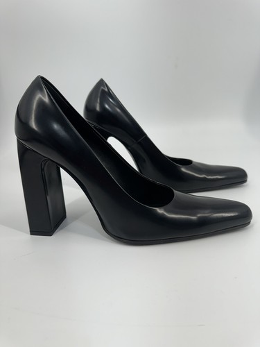 Balenciaga KIM K Wavlo Black Block Heels Patinated Leather Pumps Almond Toe 40 - Picture 4 of 8