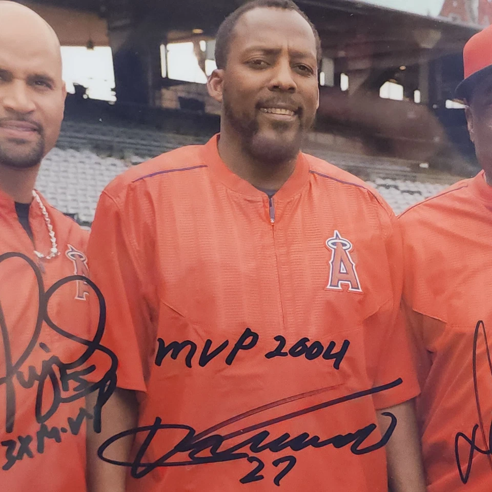 Angels Signed Autographed MVPs 8.5x11" Picture: Pujols, Guerrero, Baylor, Trout - Image 3 of 4